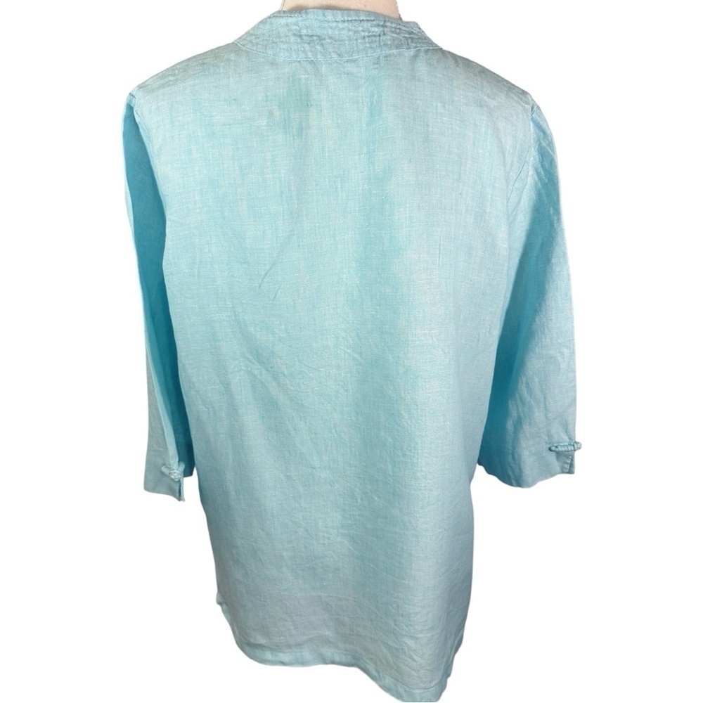 🌸Spring Breeze- Blue Linen Blend Tunic Button Down Top- Size XL - Picture 4 of 9